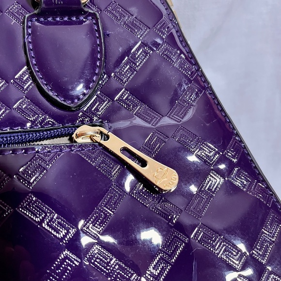 Moda Patent Faux Leather Purse-like Handbag - Deep Purple LDFK2712 - Picture 10 of 15